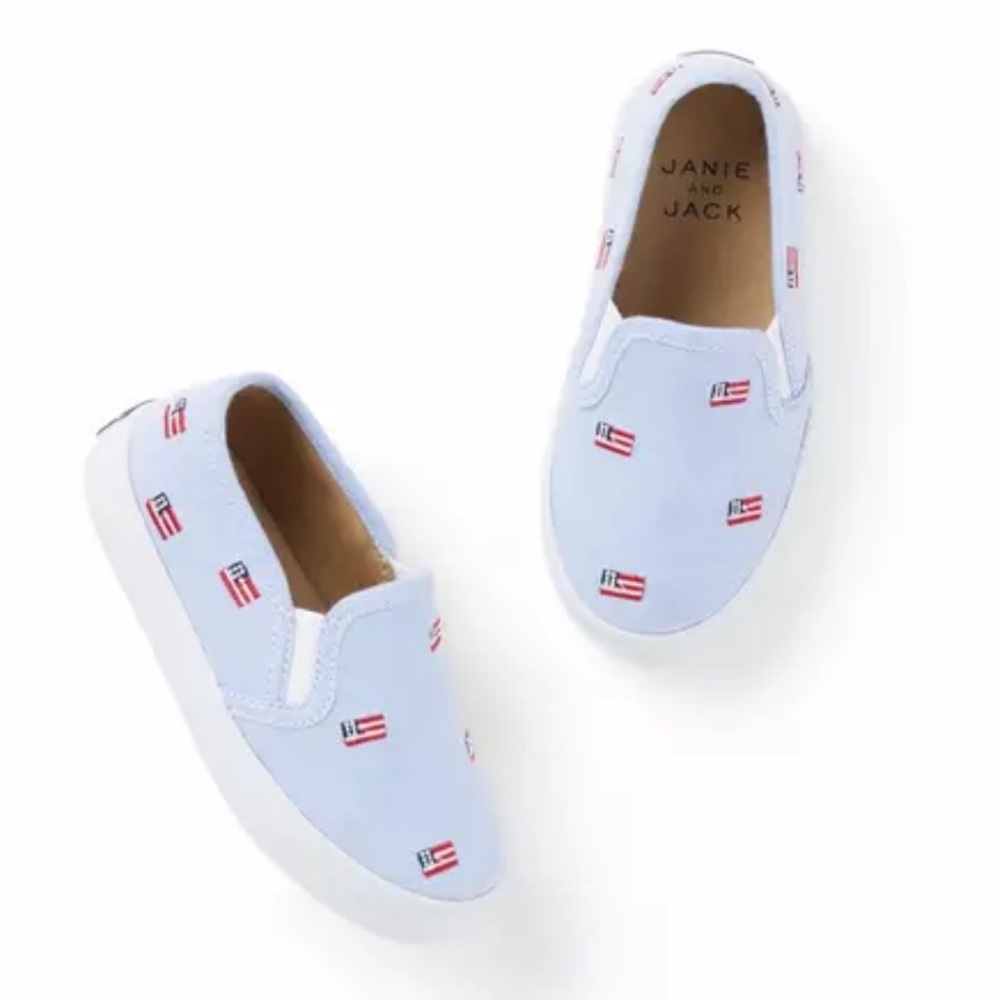 Janie and Jack Blue and White American Flag Sneakers